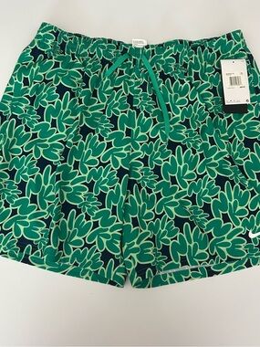 Nike Men's Green Floral Swim Trunks 2XL Drawstring Mesh Lined Board Shorts